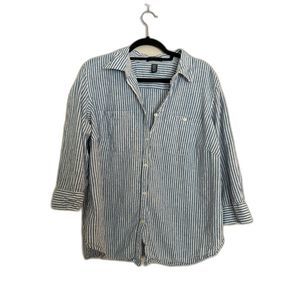 ACCEPTING ALL OFFERS! Chaps Plus Linen Button Up Down Shirt blue stripes 2xl